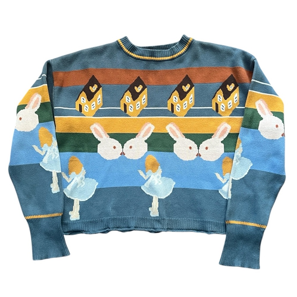 Alice in Wonderland Knit Sweater Crewneck Women’s Size Medium *READ*